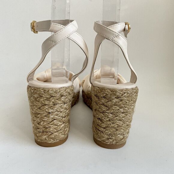 Stuart Weitzman Sandals 7M Ivory Playa Knot 60 Napa Leather Espadrille Wedge - Picture 8 of 12